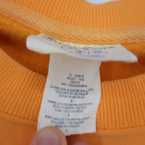 CHAMPION Reverse Weave Cropped Sweatshirt Orange Pullover Crew Neck Women's L - Picture 11 of 12